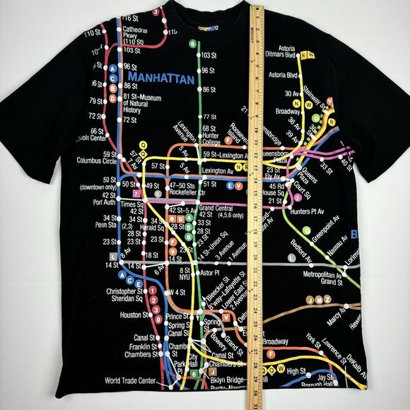 NYC SL SubWay Line T-Shirt Mens Large New York City Manhattan Subway Map MTA Tee - Picture 15 of 16